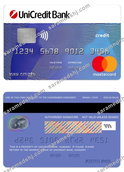 Hungary UniCredit Bank blue credit mastercard